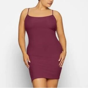 Skims Soft Lounge Ribbed Mini Dress | Berry | Size M